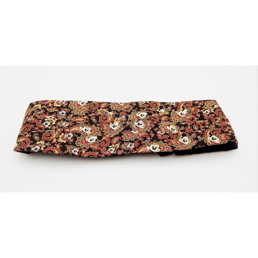 Mickey Mouse Paisley Red Black Silk Cummerbund Tuxedo Disney Balancine